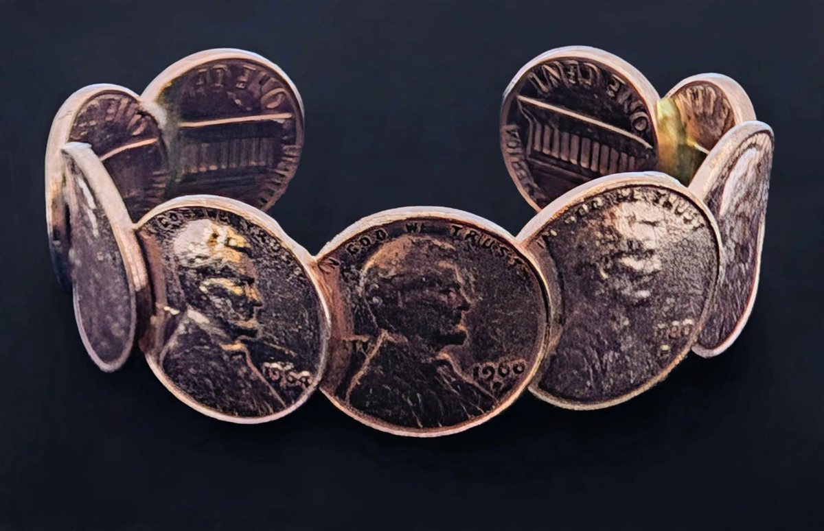 Copper penny bracelet made from pre-1982 US pennies